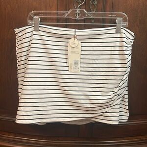 NWT CALIA Size XL White/Black Striped Swim 🏊‍♀️ Skirt w/Built in Bikini Bottom